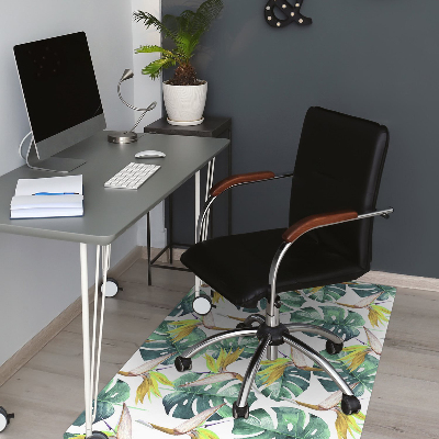 Office chair mat exotic leaves