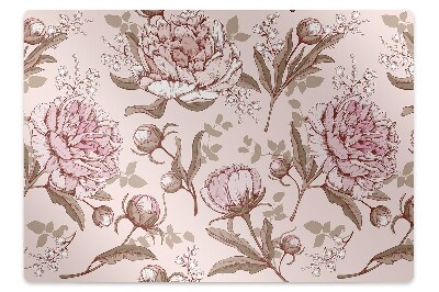 Office chair floor protector pink peonies