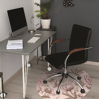 Office chair floor protector pink peonies