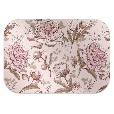 Office chair floor protector pink peonies