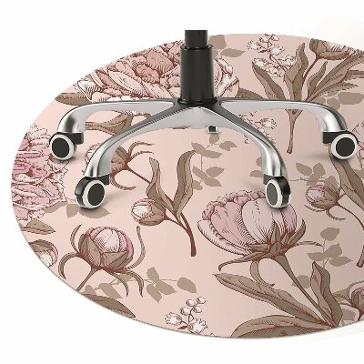 Office chair floor protector pink peonies