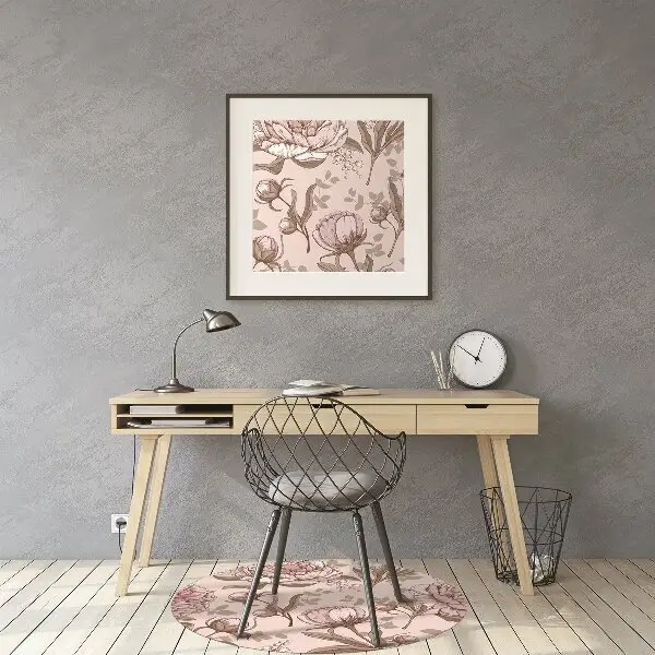 Office chair floor protector pink peonies