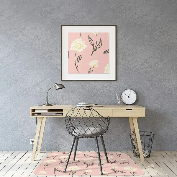 Chair mat floor panels protector delicate flowers