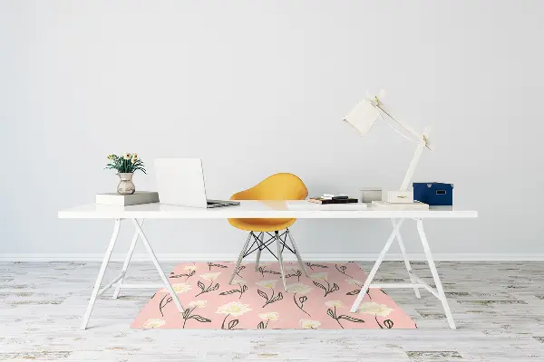 Chair mat floor panels protector delicate flowers