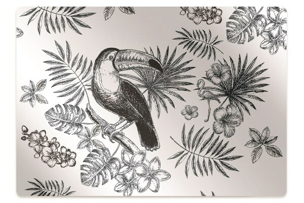 Computer chair mat Tropical black and white
