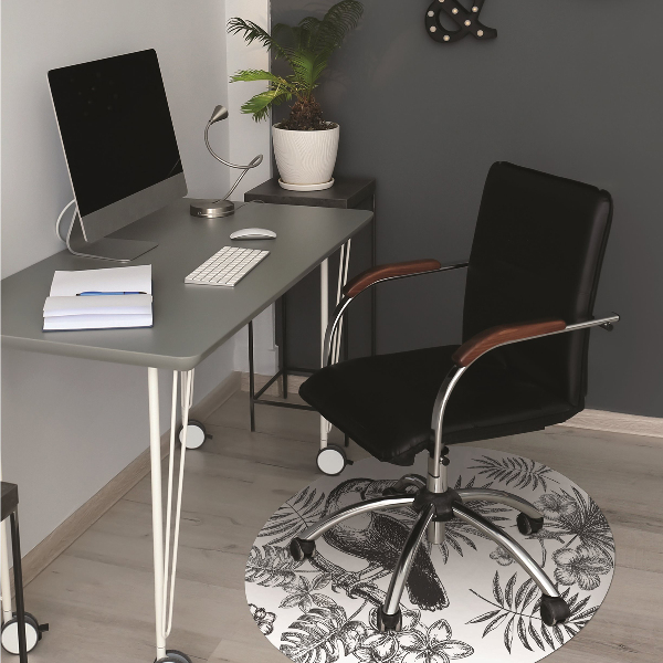 Computer chair mat Tropical black and white