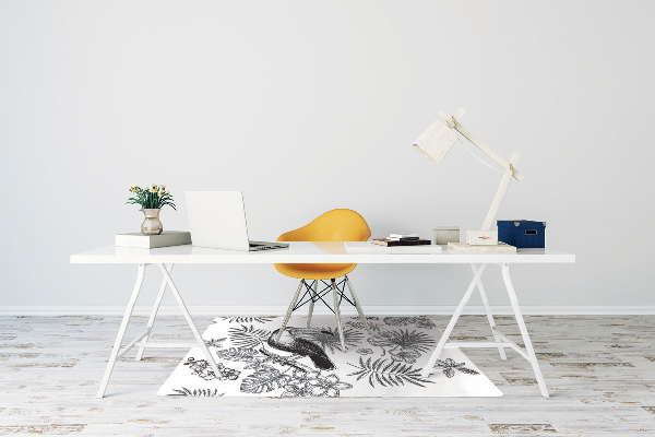 Computer chair mat Tropical black and white
