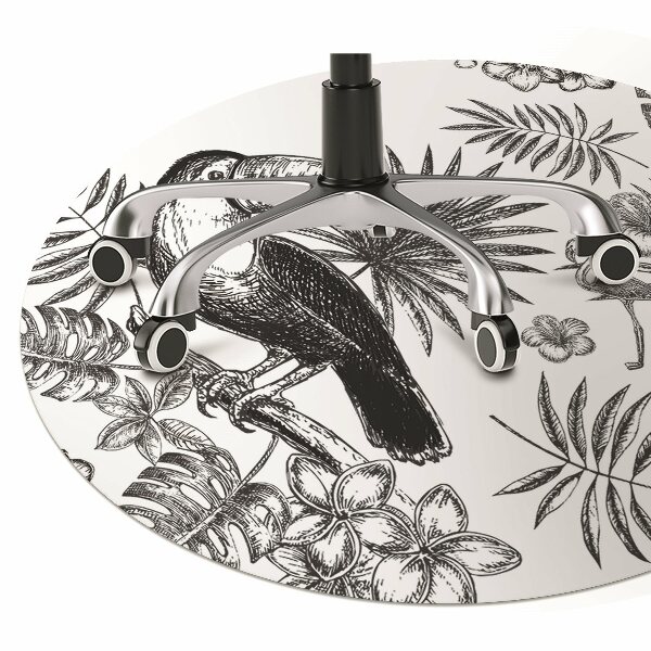 Computer chair mat Tropical black and white