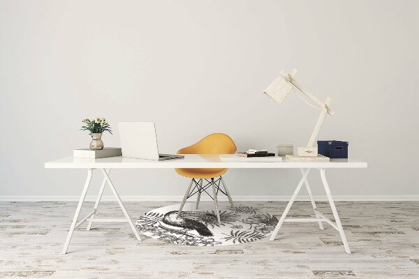 Computer chair mat Tropical black and white