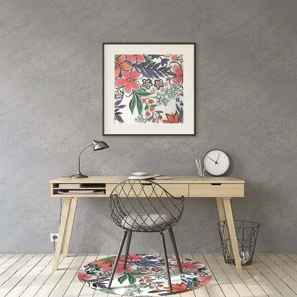 Office chair mat Colorful flowers