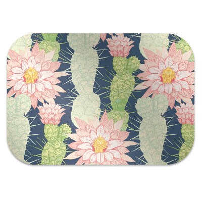 Office chair floor protector cactus flowers