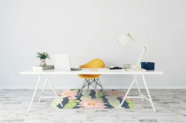 Office chair floor protector cactus flowers