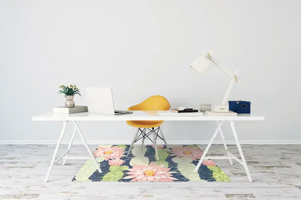 Office chair floor protector cactus flowers