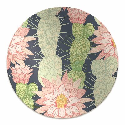 Office chair floor protector cactus flowers