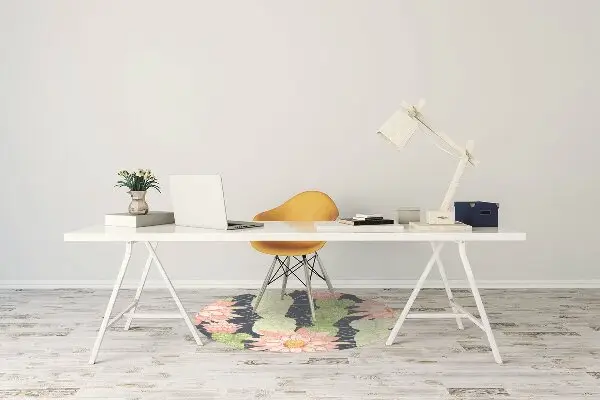 Office chair floor protector cactus flowers
