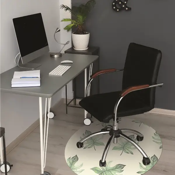 Office chair mat tropical leaves