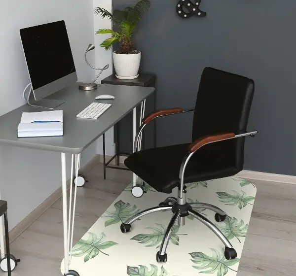 Office chair mat tropical leaves