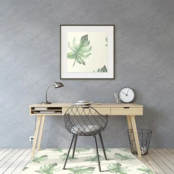 Office chair mat tropical leaves