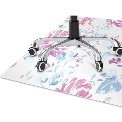 Chair mat floor panels protector purple flowers