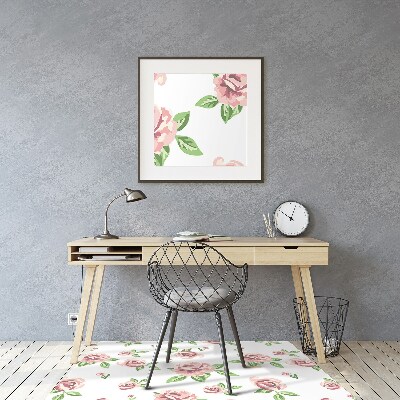 Chair mat floor panels protector pastel flowers