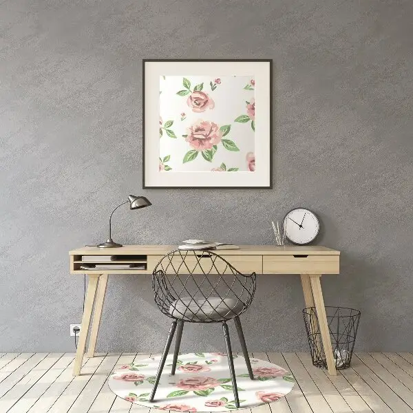Chair mat floor panels protector pastel flowers