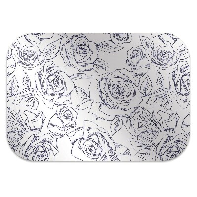 Office chair mat blue roses