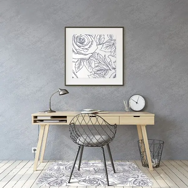 Office chair mat blue roses