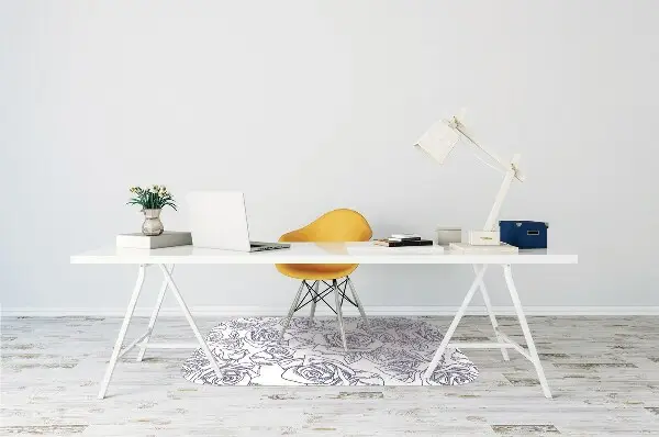 Office chair mat blue roses