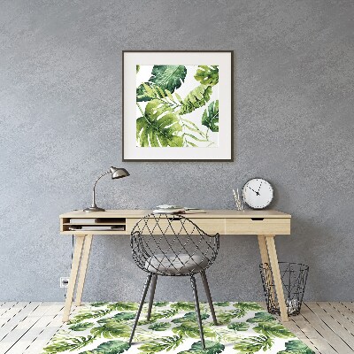 Office chair mat exotic leaves