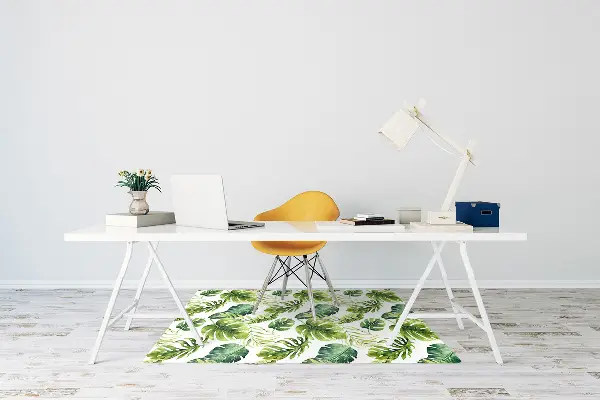 Office chair mat exotic leaves