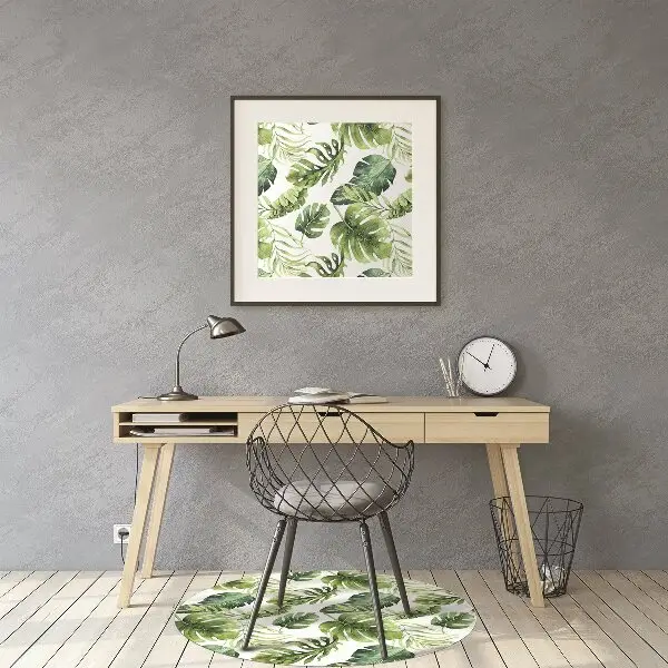 Office chair mat exotic leaves