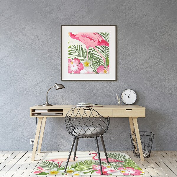 Computer chair mat two flamingos