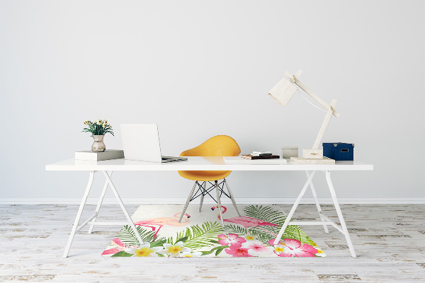 Computer chair mat two flamingos