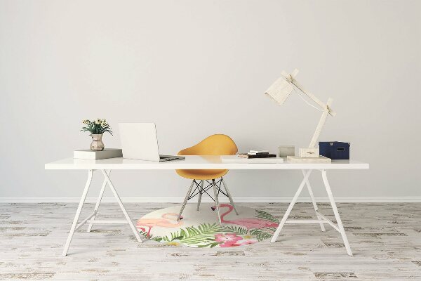 Computer chair mat two flamingos