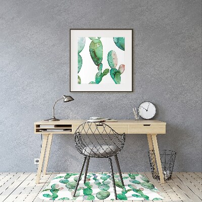 Chair mat floor panels protector cacti Watercolor