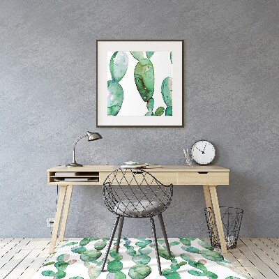 Chair mat floor panels protector cacti Watercolor