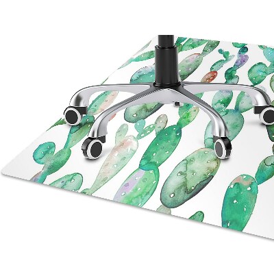 Chair mat floor panels protector cacti Watercolor