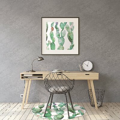 Chair mat floor panels protector cacti Watercolor