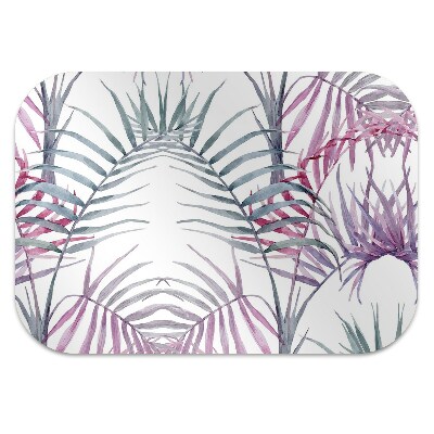 Desk chair mat pink leaves