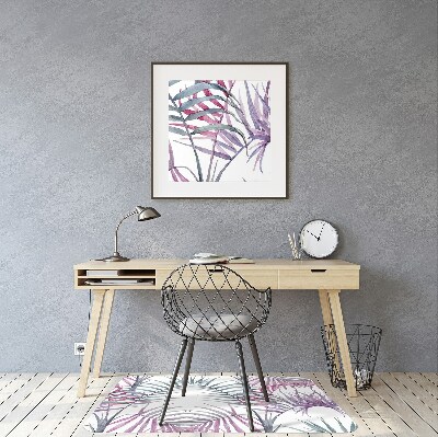 Desk chair mat pink leaves