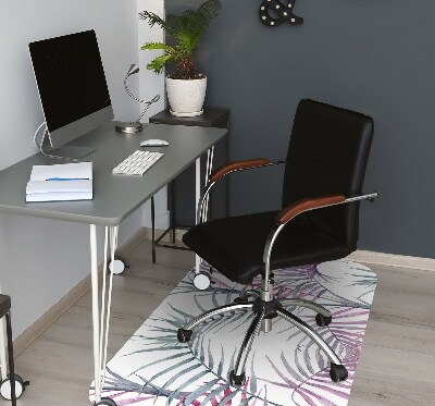 Desk chair mat pink leaves