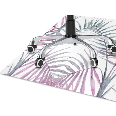 Desk chair mat pink leaves