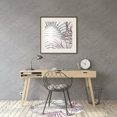 Desk chair mat pink leaves