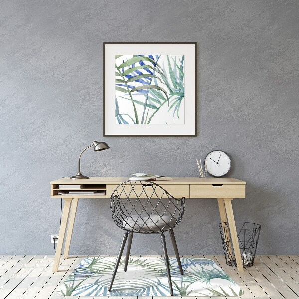Office chair mat tropical leaves