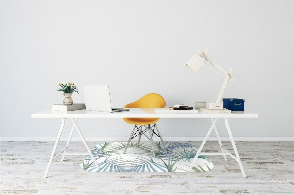 Office chair mat tropical leaves