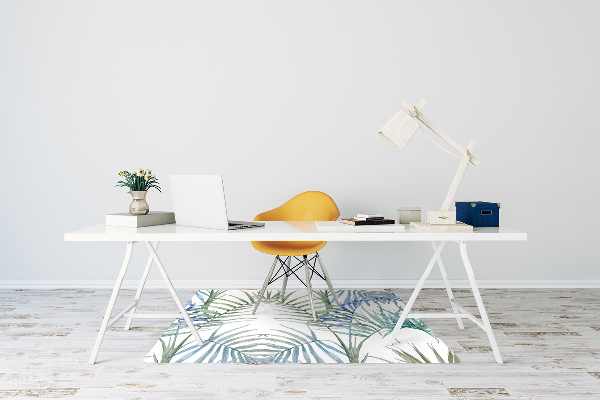 Office chair mat tropical leaves