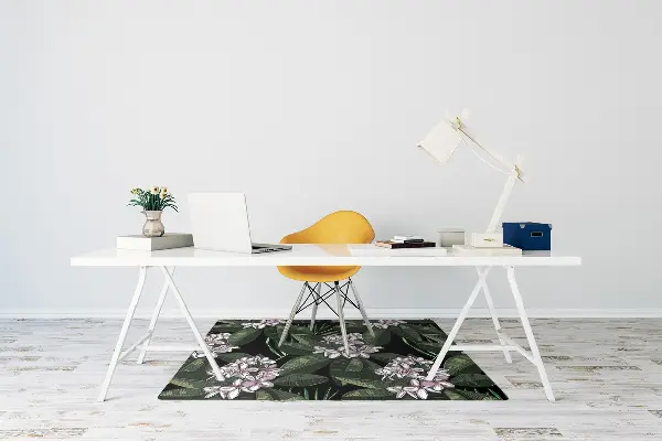 Office chair mat exotic flowers