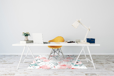 Desk chair mat painted poppies