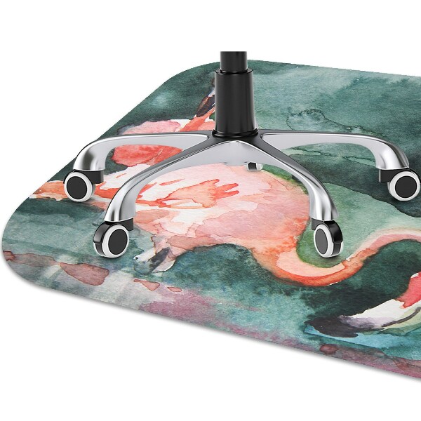 Office chair mat painted flamingos