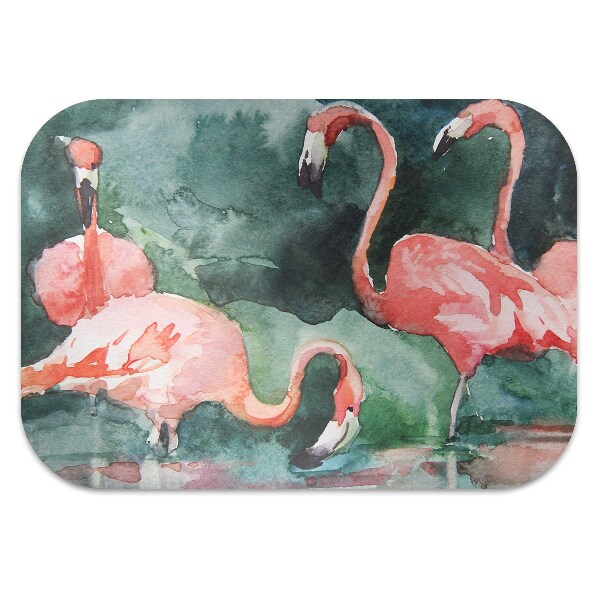Office chair mat painted flamingos